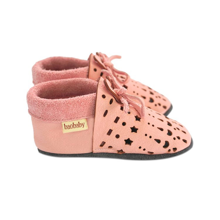 Baobaby βρεφικά παπούτσια αγκαλιάς με μαλακή σόλα, Dots Pink, πέδιλα