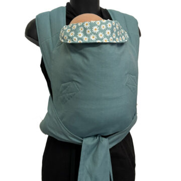 Εργονομικός μάρσιπος mei tai, από την πρώτη μέρα ως 3 ετών, daisies-petrol, ελαφρύ και δροσερό ύφασμα soft and cool.