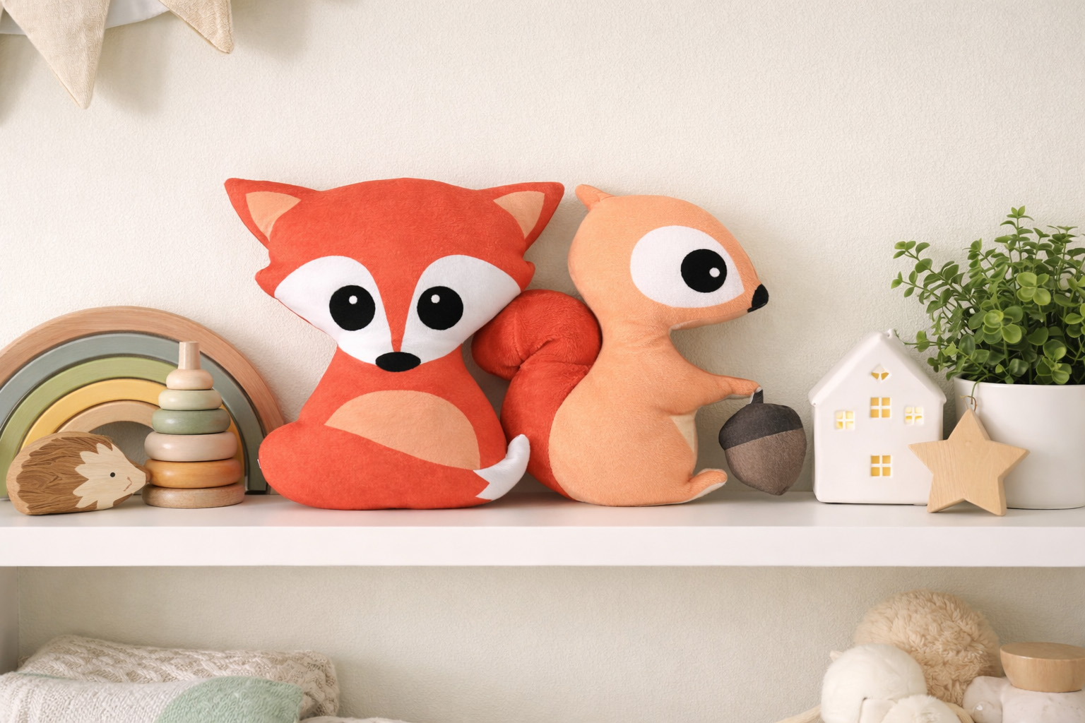 decor-nursery-pillow-woodland-animals-2 Σετ Χειροποίητων Μαξιλαριών Ζωάκια - Διακοσμητικό Παιδικού Δωματίου