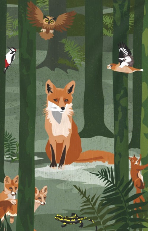 fox-friends-revealed Εργονομικός μάρσιπος mei tai με σχέδιο αλεπού στο δάσος και avocado green, απαλό και δροσερό ύφασμα