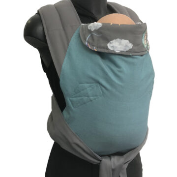 Εργονομικός μάρσιπος mei tai με σχέδιο sky dragons, γκρι και πετρόλ