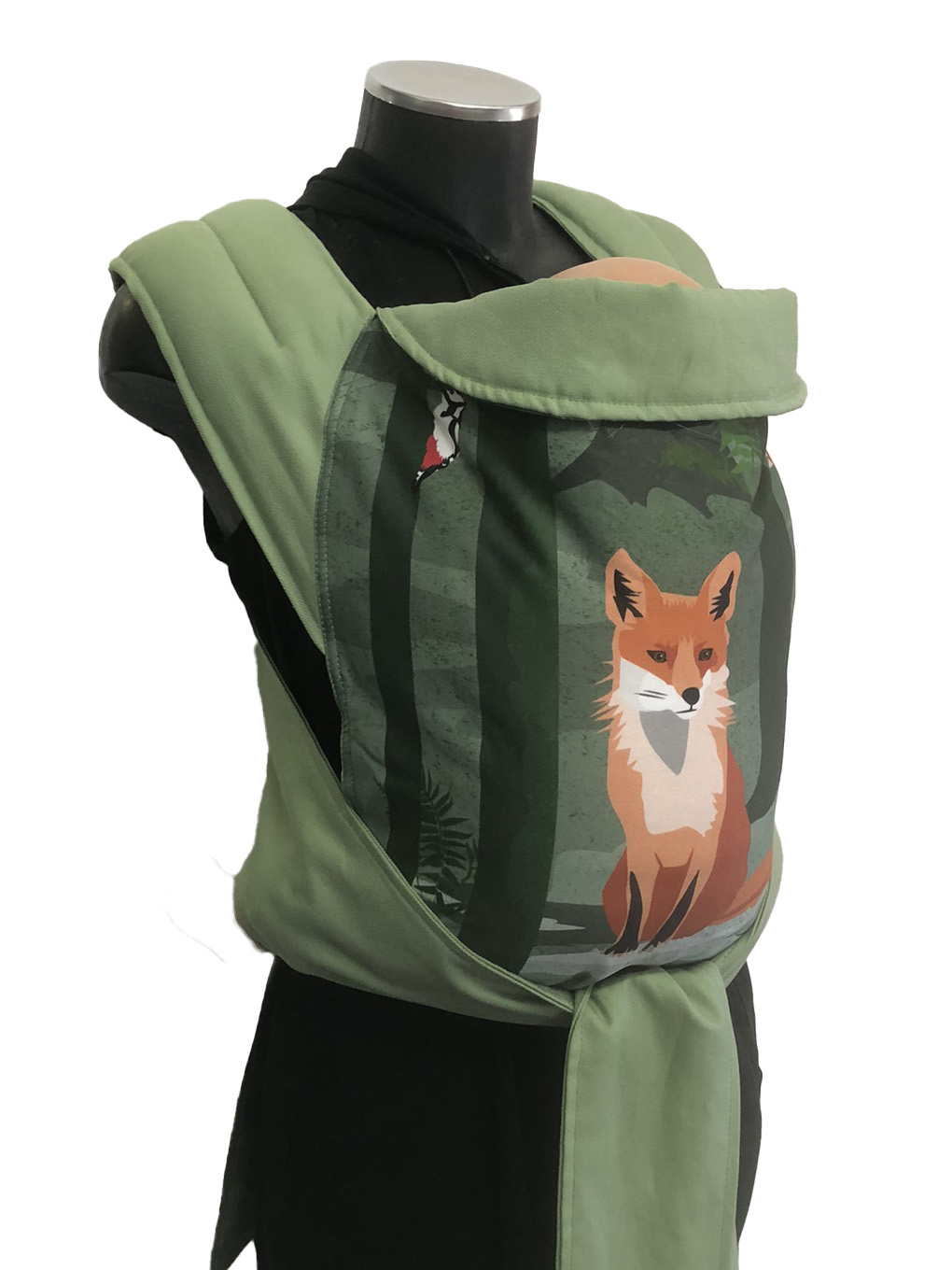 marsipos-mei-tai-4759-fox-friends-soft-and-cool-avocado-green-2 Εργονομικός μάρσιπος mei tai με σχέδιο αλεπού στο δάσος και avocado green, απαλό και δροσερό ύφασμα