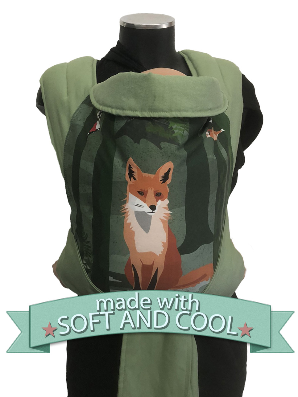 marsipos-mei-tai-4759-fox-friends-soft-and-cool-avocado-green Εργονομικός μάρσιπος mei tai με σχέδιο αλεπού στο δάσος και avocado green, απαλό και δροσερό ύφασμα