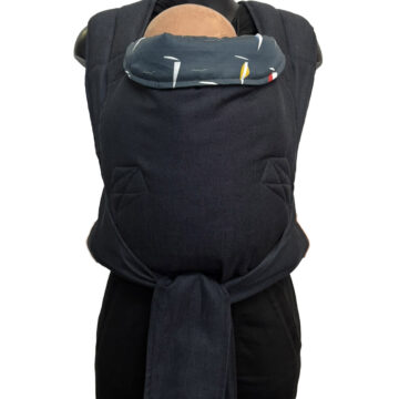 Εργονομικός μάρσιπος mei tai με σχέδιο Ρεγκάτα - Μικρά Ιστιοπλοϊκά και σκούρο navy black, απαλό και δροσερό ύφασμα