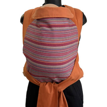 Εργονομικός μάρσιπος mei tai με υφαντό ριγέ και πορτοκαλί, 100% βαμβάκι, μόνο ύφασμα