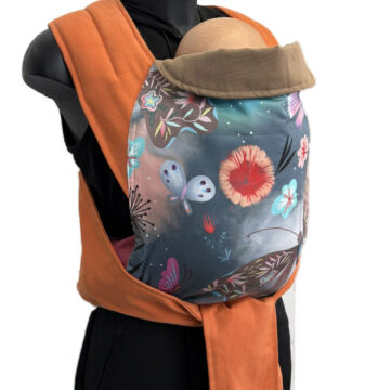 Εργονομικός μάρσιπος mei tai με σχέδιο πεταλούδες και πορτοκαλί