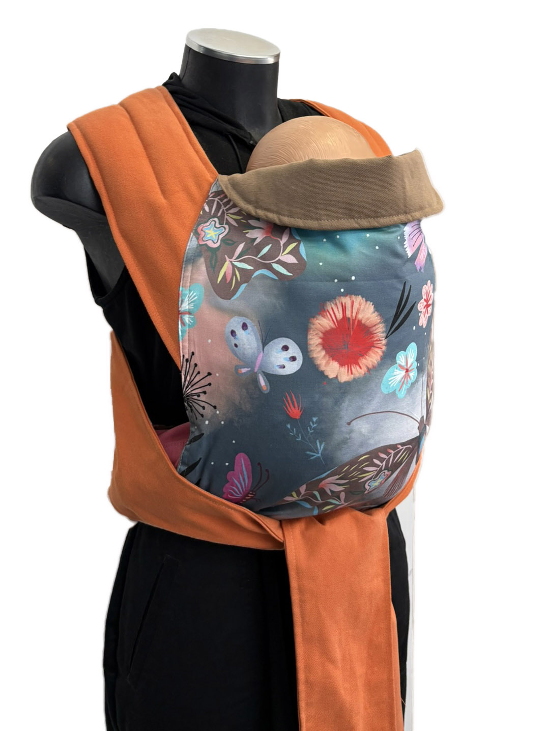 marsipos-mei-tai-4488-butterflies-4105-4103-1 Εργονομικός μάρσιπος mei tai με σχέδιο πεταλούδες και πορτοκαλί