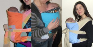 Newborns upright in a mei tai