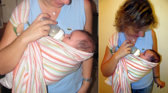 Bottle-feeding in a ring sling
