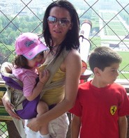 Mom with two children on a trip