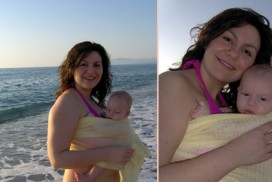 With the baby by the sea