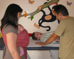 With the baby at the pediatrician