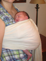 Upright in an ergonomic carrier