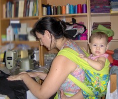 sewing with baby