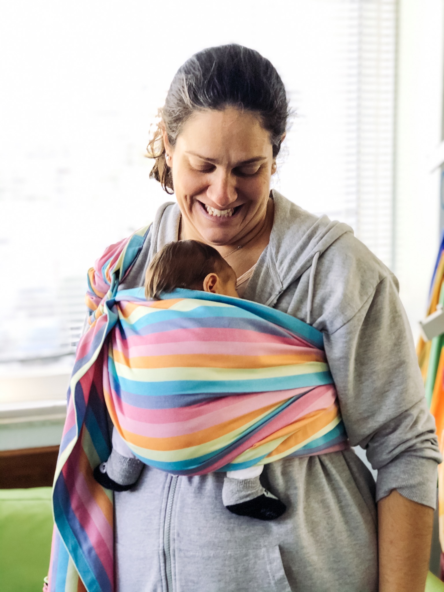 Very small baby in a Luna sling