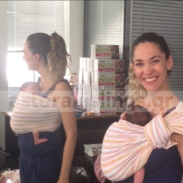 Summer ring sling with a newborn