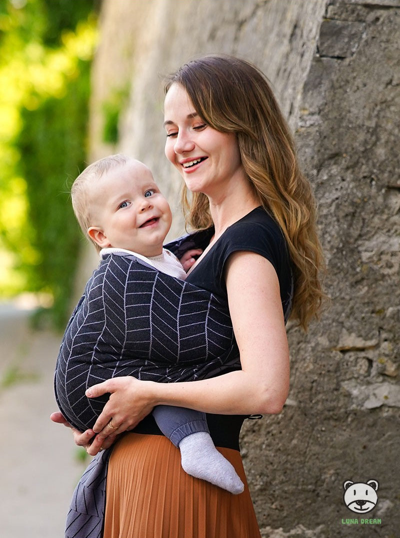 Big Herringbone Dark Grey Ring Sling - Image 5