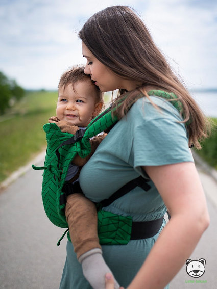 Big Herringbone Green Adjustable Baby Carrier