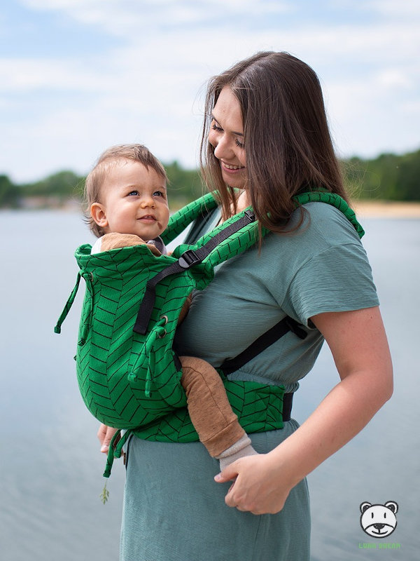 Big Herringbone Green Adjustable Baby Carrier - Image 3