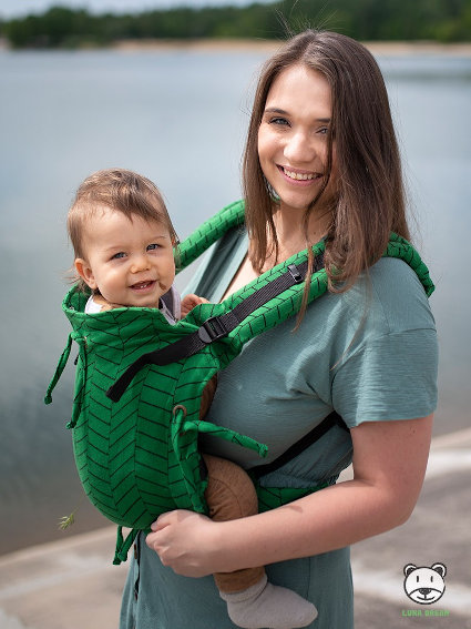 Big Herringbone Green Adjustable Baby Carrier - Image 2