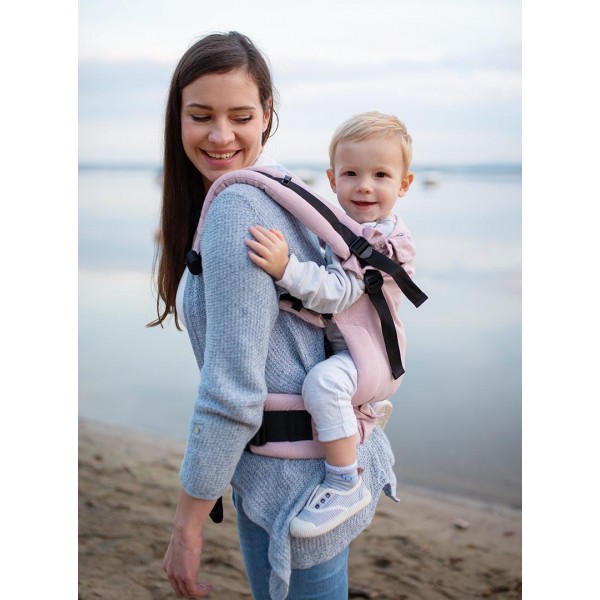 Marsipos Kinder Hop Little Herrinbone Pastel Rose back carry