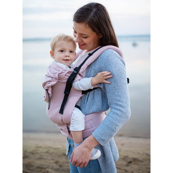 Marsipos Kinder Hop Little Herrinbone Pastel Rose ergonomic carrier