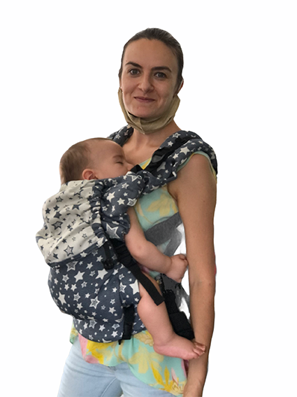 Baby sleeping in a KiBi buckle carrier