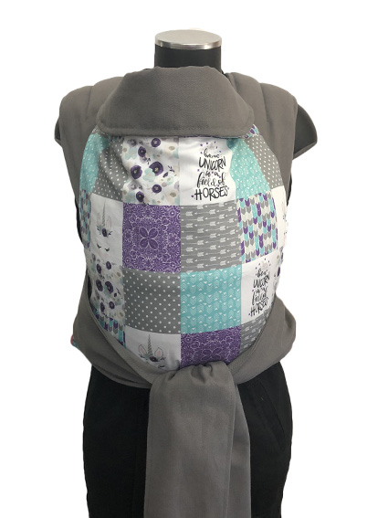 Εργονομικός μάρσιπος Αστεράκι mei tai Patchwork με μονόκερους και γκρι ράντες 4681