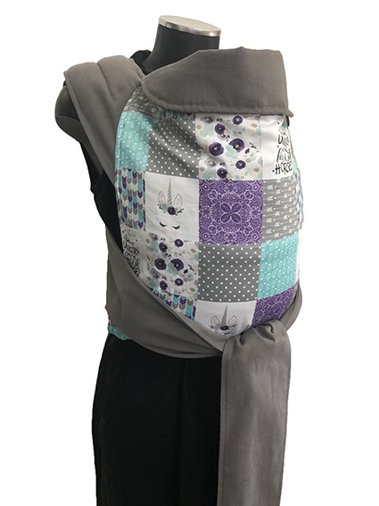 Εργονομικός μάρσιπος Αστεράκι mei tai Patchwork με μονόκερους και γκρι ράντες 4681
