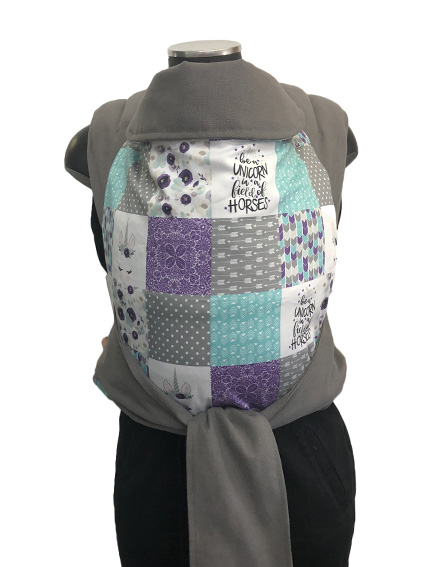 Εργονομικός μάρσιπος Αστεράκι mei tai Patchwork με μονόκερους και γκρι ράντες 4681