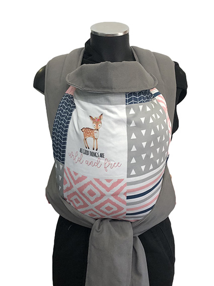 Εργονομικός μάρσιπος Αστεράκι mei tai Pink Wild and free Patchwork και γκρι ράντες 4683