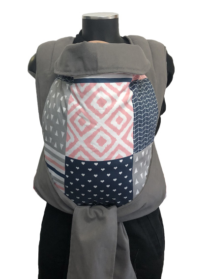 Εργονομικός μάρσιπος Αστεράκι mei tai Pink Wild and free Patchwork και γκρι ράντες 4683