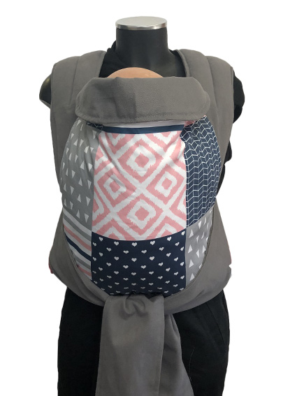 Εργονομικός μάρσιπος Αστεράκι mei tai Pink Wild and free Patchwork και γκρι ράντες 4683