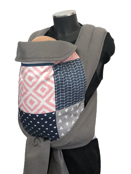 Εργονομικός μάρσιπος Αστεράκι mei tai Pink Wild and free Patchwork και γκρι ράντες 4683