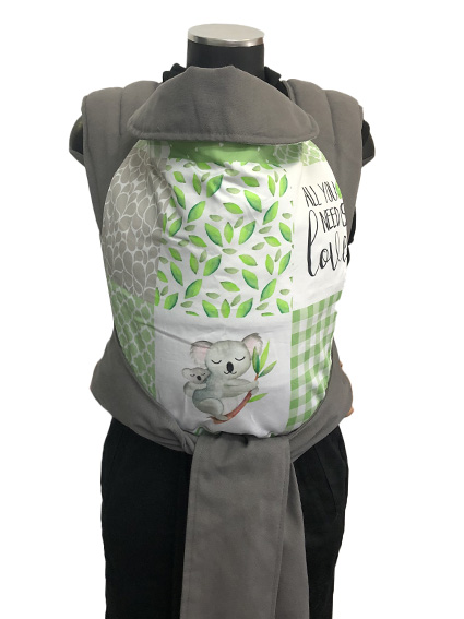 Εργονομικός μάρσιπος Αστεράκι mei tai "Koala Green" Patchwork και γκρι ράντες 4687
