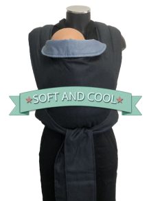 Εργονομικός μάρσιπος Mei tai με ύφασμα soft and cool, 100% οργανικό βαμβάκι με navy black και lightwash blue