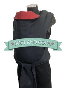 Εργονομικός μάρσιπος Mei tai με ύφασμα soft and cool, 100% οργανικό βαμβάκι με navy black και κόκκινο