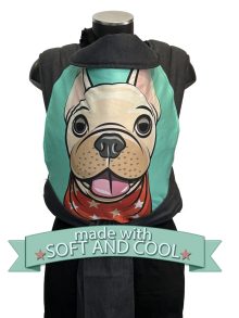 Εργονομικός μάρσιπος mei tai με French pug γαλλικό μπουλντογκ από απαλό ύφασμα soft and cool